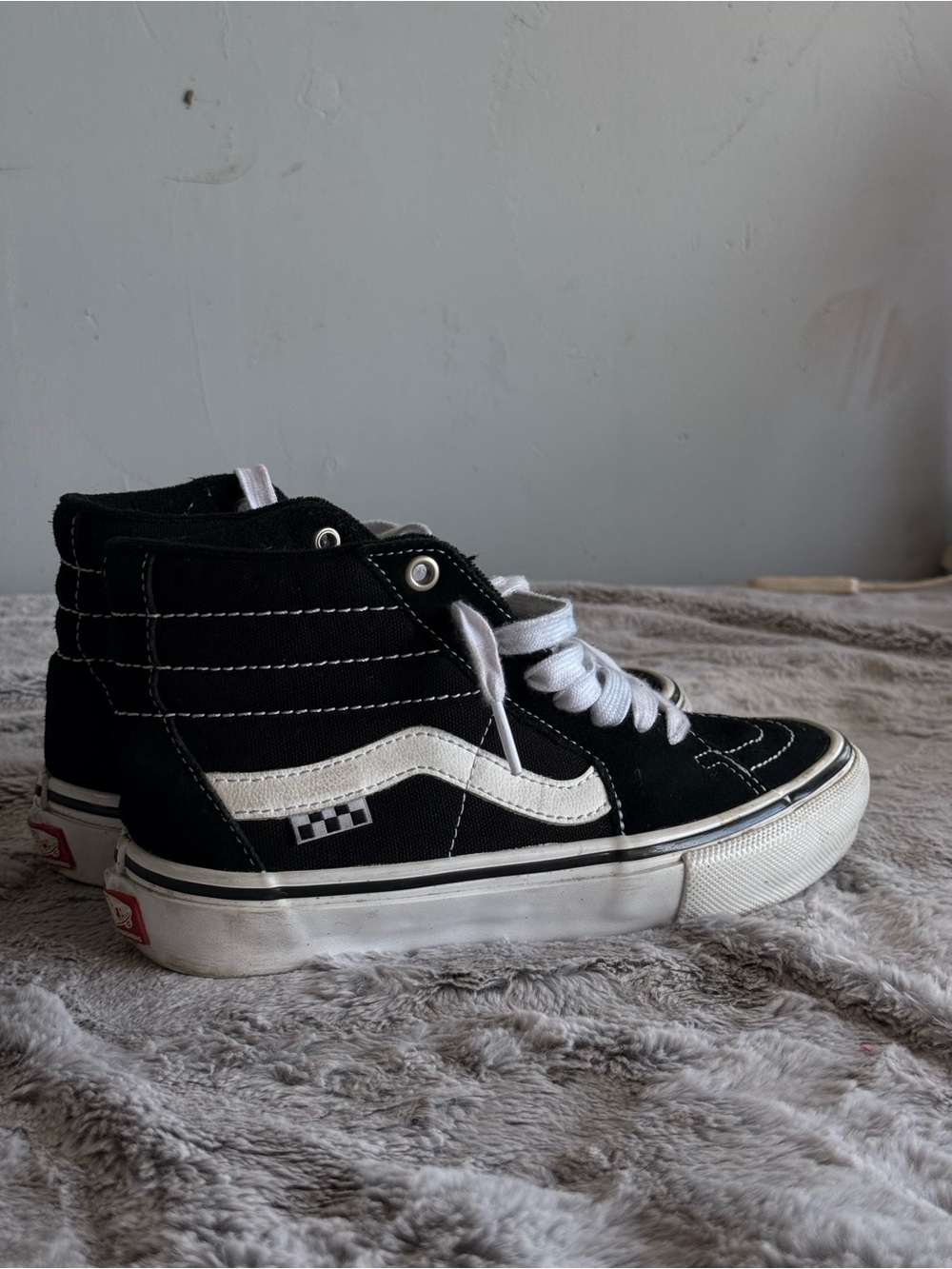 Vans Black and White High-Top Kids Skate Sneakers